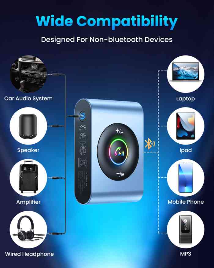 Joyroom JR-CB1 Bluetooth Wireless Receiver for Car Stereo/Home Stereo/Wired Headphones/Speaker
